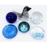 SIX GLASS PAPERWEIGHTS to include Caithness (6)