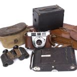 A PAIR OF EARLY 20TH CENTURY CARL ZEISS JENA D.R.P FELDS THECHER BINOCULARS 13cm wide with a