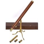 A LATE 19TH CENTURY WATKINS CHARING CROSS TELESCOPE with mahogany veneered barrel, brass end caps