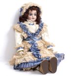 AN ANTIQUE 'A LANTRNIER ET CIE' BISQUE HEADED DOLL 38cm high overall