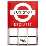 A VINTAGE LONDON BUS STOP marked Burnham London, 45cm x 67cm x 8cm