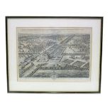 A HAND COLOURED MAP of Oxfordshire by Robert Morden, 42cm x 36cm together with a print depicting