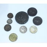 A SMALL COLLECTION OF GB GEORGE III AND LATER COINAGE to include a Victorian crown, commemorative