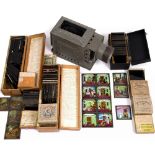 A LARGE COLLECTION OF SQUARE MAGIC LANTERN SLIDES a series to include Mr & Mrs Brown discovering a