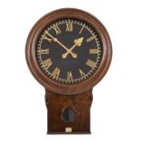A DROP DIAL WALL CLOCK with black painted parcel gilt cast iron dial, the case with ivorine tags,