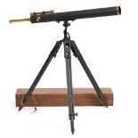 A MID 20TH CENTURY BROADHURST CLARKSON & CO. TELESCOPE with black lacquered body, tripod and