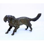 A MID 20TH CENTURY CAST BRONZE COLD PAINTED FIGURE OF A SPANIEL unmarked, 14.5cm approximately