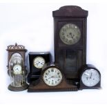 A COLLECTION OF CLOCKS to include a Vienna type wall clock, mantle clocks etc.,