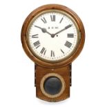 AN OAK CASED BRITISH RAILWAYS (W) DROP DIAL WALL CLOCK with painted dial with brass LMS tag number
