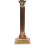 A BRASS TABLE LAMP of Corinthian column form, the lamp base 37cm high