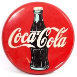 A 20TH CENTURY / EARLY 21ST CENTURY CIRCULAR COCA-COLA ADVERTISING ELECTRIC SIGN on red ground