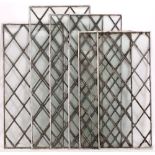 SIX 19TH CENTURY LEADED GLASS PANELS the largest 53cm x 124cm (6)