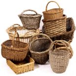 A SELECTION OF VINTAGE WEAVED WICKER BASKETS to include oval, circular and rectangular examples of