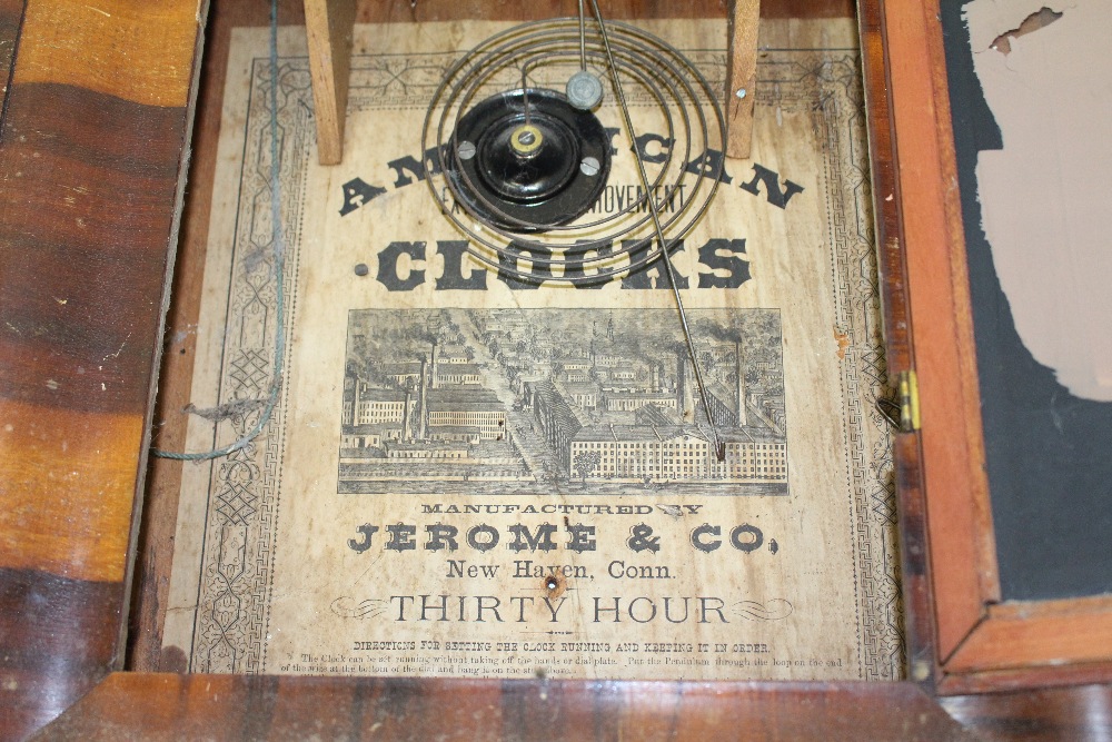 AN ANTIQUE AMERICAN 30 HOUR WALL CLOCK manufactured by Jerome & Co., 39cm x 66cm - Image 2 of 3