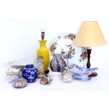 A QUANTITY OF VARIOUS CONTEMPORARY AND VICTORIAN POTTERY to include a jug, a fruit bowl, a fruit