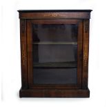 A VICTORIAN MAHOGANY INLAID PIER CABINET with parquetry inlay and gilt metal mounts, standing on