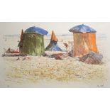 THOMAS JOHN COATES (b.1941) 'Beach Scene', print, signed lower right in pencil, 41cm x 62cm (with