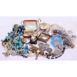 A QUANTITY OF ASSORTED COSTUME JEWELLERY to include bracelets, necklaces, wrist watches, pendant,