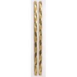 A PAIR OF BRASS TWISTING SQUARE SECTION COLUMNS each approximately 4cm wide x 138cm long (2)