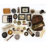 A QUANTITY OF MISCELLANEOUS ITEMS to include a Victorian bookstand, a 19th Century lead tobacco