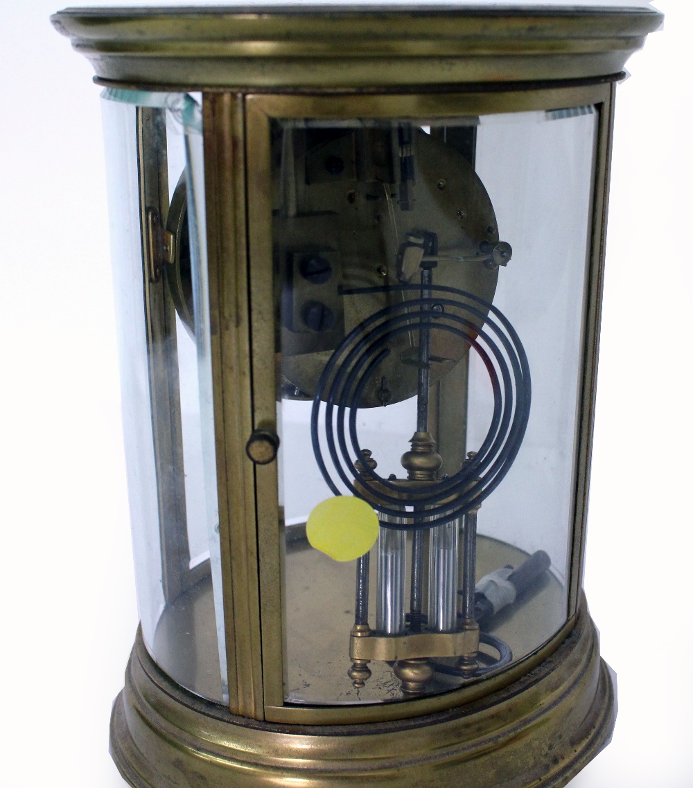 AN EARLY 20TH CENTURY FRENCH OVAL FOUR GLASS MANTLE CLOCK the dial signed 'Elkington & Co Paris', - Image 3 of 4