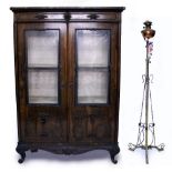 A LATE 19TH CENTURY ROSEWOOD DISPLAY CABINET with carved acanthus detail with galleried top,