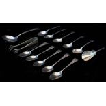 A QUANTITY OF SILVER to include a small ladle with marks for Sheffield 1931, silver ice tongs,