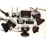 A SELECTION OF VINTAGE CAMERAS to include Fujica film camera, Zorki-4 film camera, Agmatic cameras