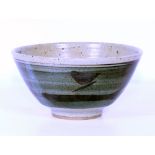 A 20TH CENTURY ST IVES POTTERY BIRD BOWL with impressed seal mark, possibly by Bernard Leach 23cm