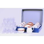 A BOXED SIX PIECE ROYAL WORCESTER PORCELAIN COFFEE SET together with a matching milk jug and sugar