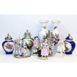 A SMALL COLLECTION OF 18TH, 19TH AND 20TH CENTURY CERAMICS AND PORCELAIN to include a pair of