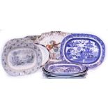 A PAIR OF STAFFORDSHIRE BLUE AND WHITE POTTERY TUREENS AND COVERS each 26cm wide, a Staffordshire