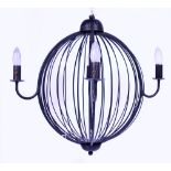 A FOUR LIGHT ELECTROLIER of oval cage form 55cm in height