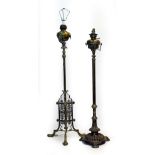 TWO 20TH CENTURY BRASS LAMP STANDARDS to include one in the Georgian style, the tallest measures