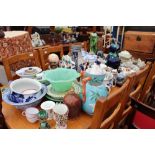 A LARGE COLLECTION OF EUROPEAN CERAMICS to include a blue and white soup tureen and dish with ladle,