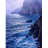 SALVATORE FREDERICO (b.1908) Cliff side at dusk in a calm, sign and inscribed 'Capri', oils on