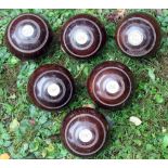 A GROUP OF SIX VARIOUS LIGNUM VITAE BOWLS each approximately 12cm diameter (6)