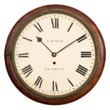 A 19TH CENTURY MAHOGANY CASED DIAL CLOCK with fusee movement, the painted dial signed T. Inman,