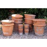 TEN WARD DARLASTON STAFFORDSHIRE TERRACOTTA POTS each 24cm diameter x 22cm high and