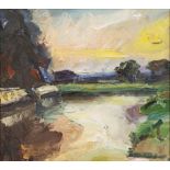 DAVID ATKINS (b.1964) 'Rubens Canal', oil on canvas, signed to the reverse and inscribed