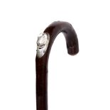 A 20TH CENTURY PIG SKIN LEATHER WALKING STICK concealing a horse measuring stick with London
