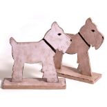 TWO LATE 20TH / EARLY 21ST CENTURY WOODEN DISPLAY ADVERTISING SIGNS depicting dogs on square