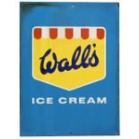 A WALL'S BLUE GROUND ICE CREAM SIGN painted enamels on a tin sheet 46cm wide x 61cm high