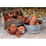 A COLLECTION OF VARIOUS OLD TERRACOTTA FLOWER POTS