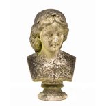 EDGAR GEORGE PAPWORTH II (1832-?) Carved marble bust of a young woman, mounted on a turned socle,