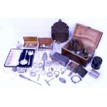 A QUANTITY OF EASTERN METALWARE cigarette boxes, perfume bottles etc