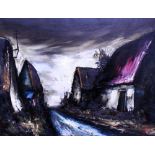 ARDISS Abstract town scene, oil on canvas 47cm x 63cm