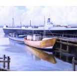 CHARLES H COLLEY 'ANGELIA-ERICA' EAST QUAY GRIMBSY oil on board, signed and dated '75 lower right,