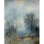 GERALD HUGHES (20TH CENTURY) A wooded river landscape, signed and dated '77, oil on canvas, 24 x