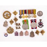 A COLLECTION OF WORLD WAR II MEDALS to include miniatures, a silver ARP badge and further Military